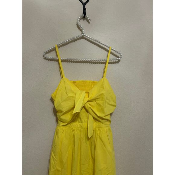 Joie Dress Size Small Cotton Bow Cut Out Back Sleeveless Summer Yellow Cute Midi - Picture 2 of 11